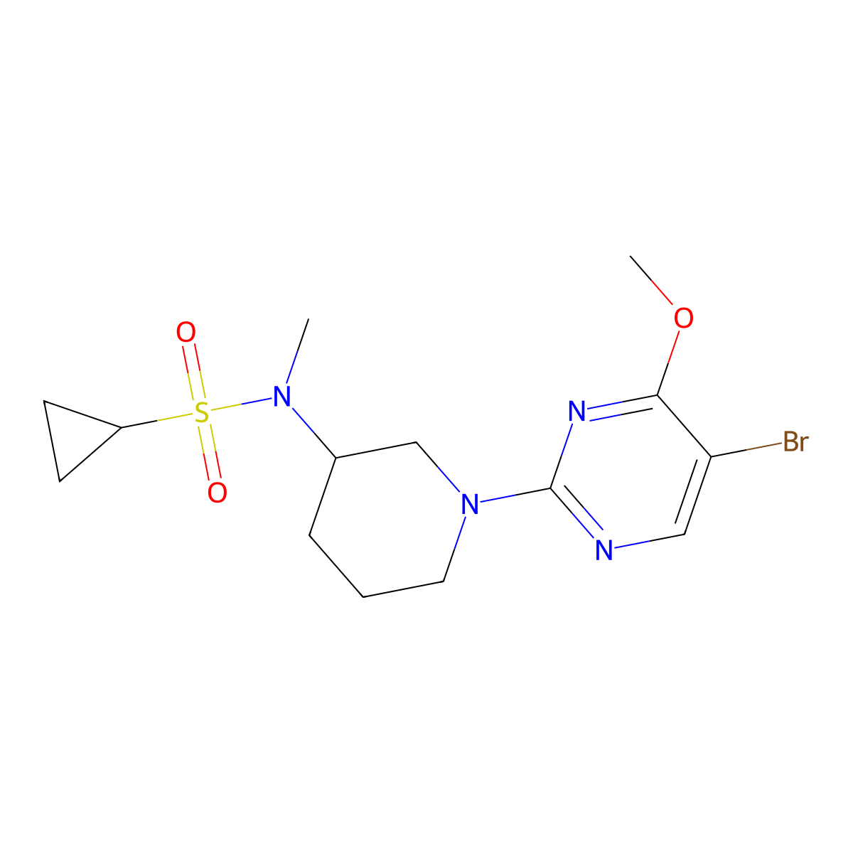 N-[1-(5-bromo-4-methoxypyrimidin-2-yl)piperidin-3-yl]-N-methylcyclopropanesulfonamide molecular structure, CAS 2741919-87-7