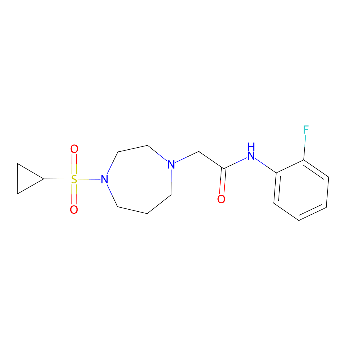 2-[4-(cyclopropanesulfonyl)-1,4-diazepan-1-yl]-N-(2-fluorophenyl)acetamide molecular structure, CAS 2741919-88-8