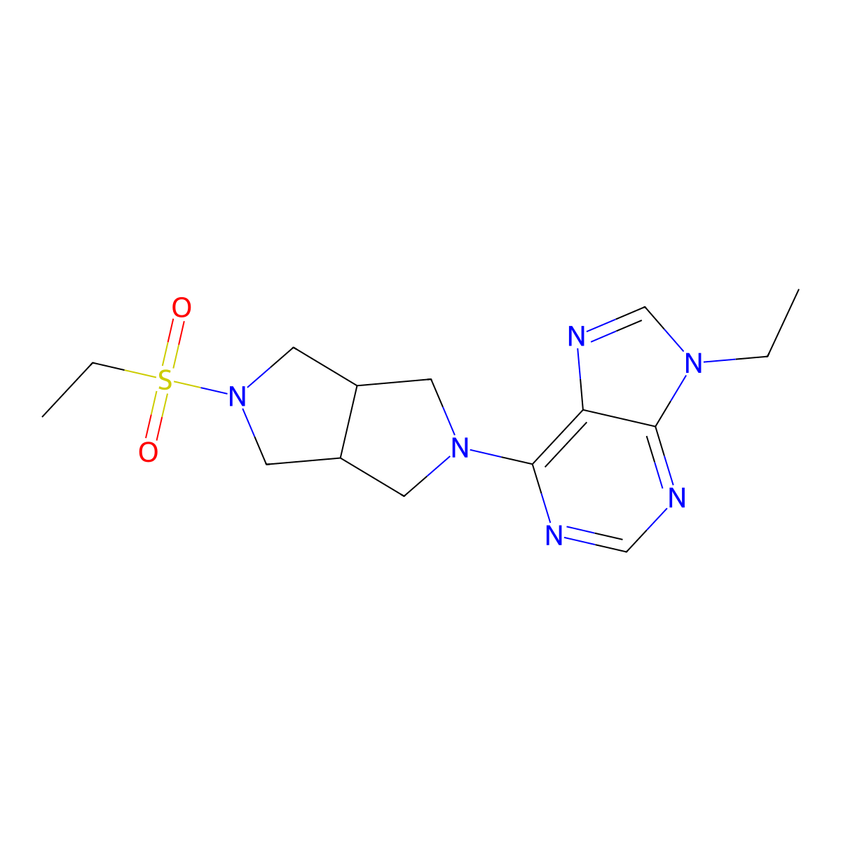 6-[5-(ethanesulfonyl)-octahydropyrrolo[3,4-c]pyrrol-2-yl]-9-ethyl-9H-purine molecular structure, CAS 2741919-92-4