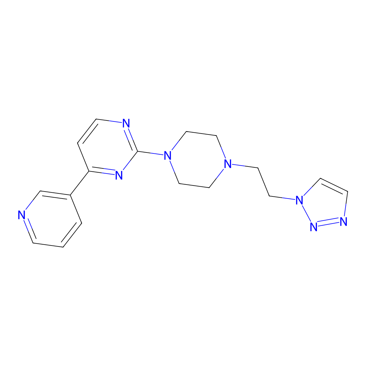 4-(pyridin-3-yl)-2-{4-[2-(1H-1,2,3-triazol-1-yl)ethyl]piperazin-1-yl}pyrimidine molecular structure, CAS 2741919-93-5
