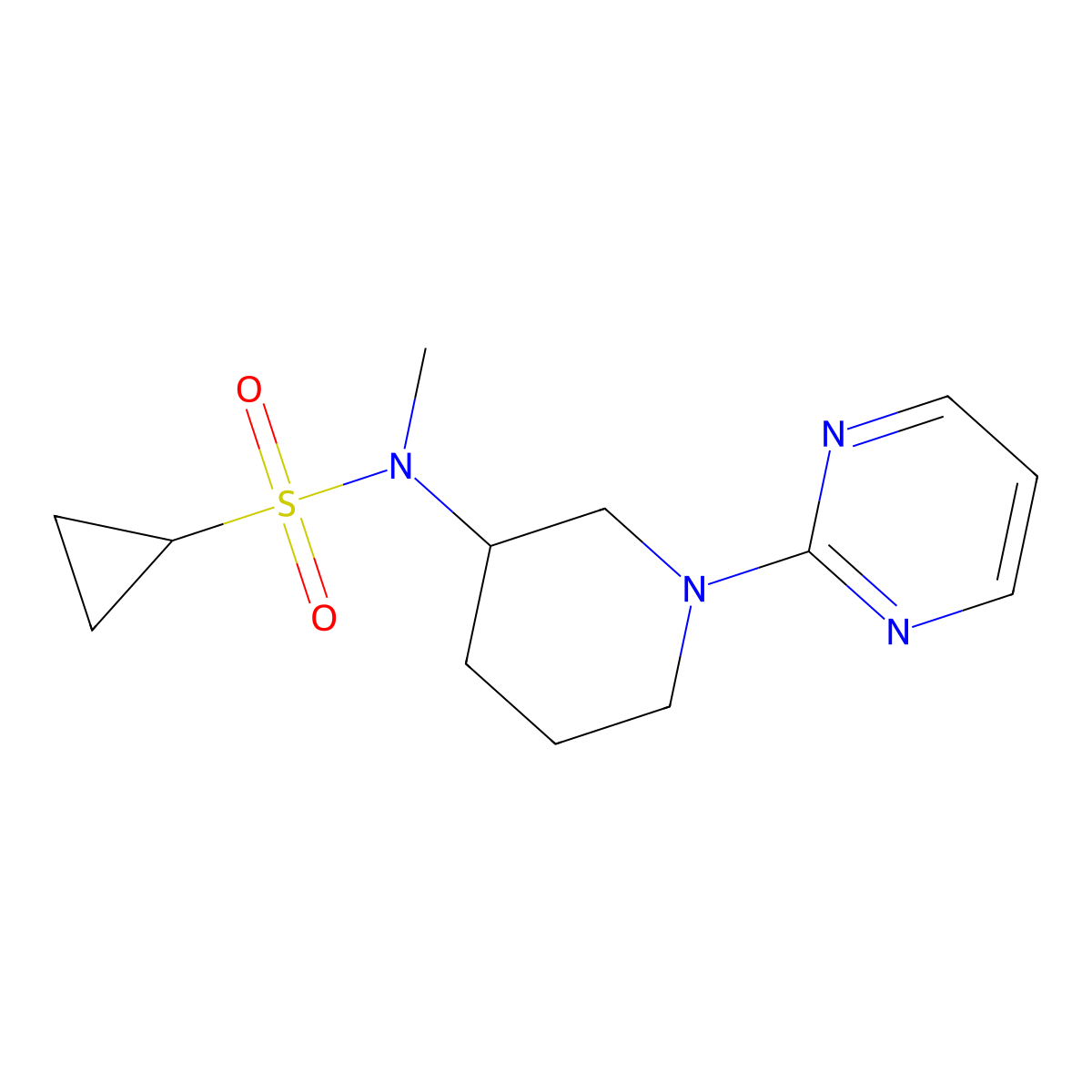 N-methyl-N-[1-(pyrimidin-2-yl)piperidin-3-yl]cyclopropanesulfonamide molecular structure, CAS 2741919-94-6