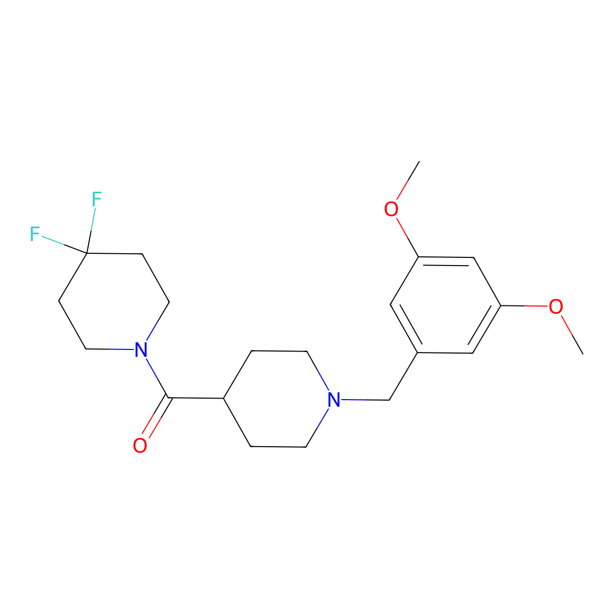 1-{1-[(3,5-Dimethoxyphenyl)methyl]piperidine-4-carbonyl}-4,4-difluoropiperidine molecular structure, CAS 2741920-01-2
