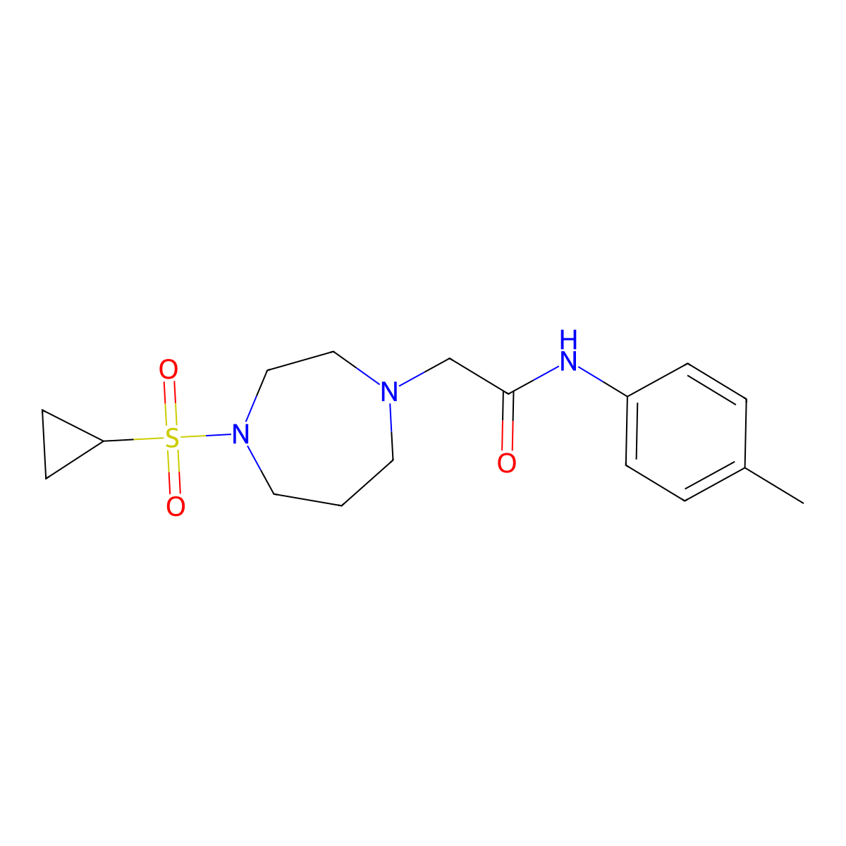 2-[4-(cyclopropanesulfonyl)-1,4-diazepan-1-yl]-N-(4-methylphenyl)acetamide molecular structure, CAS 2741920-02-3