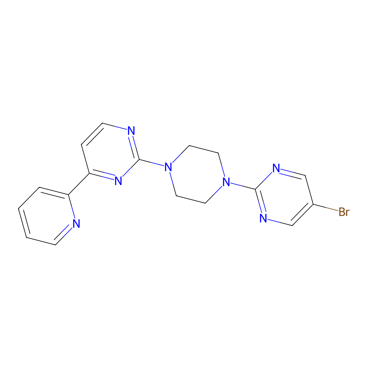 2-[4-(5-Bromopyrimidin-2-yl)piperazin-1-yl]-4-(pyridin-2-yl)pyrimidine molecular structure, CAS 2741920-03-4