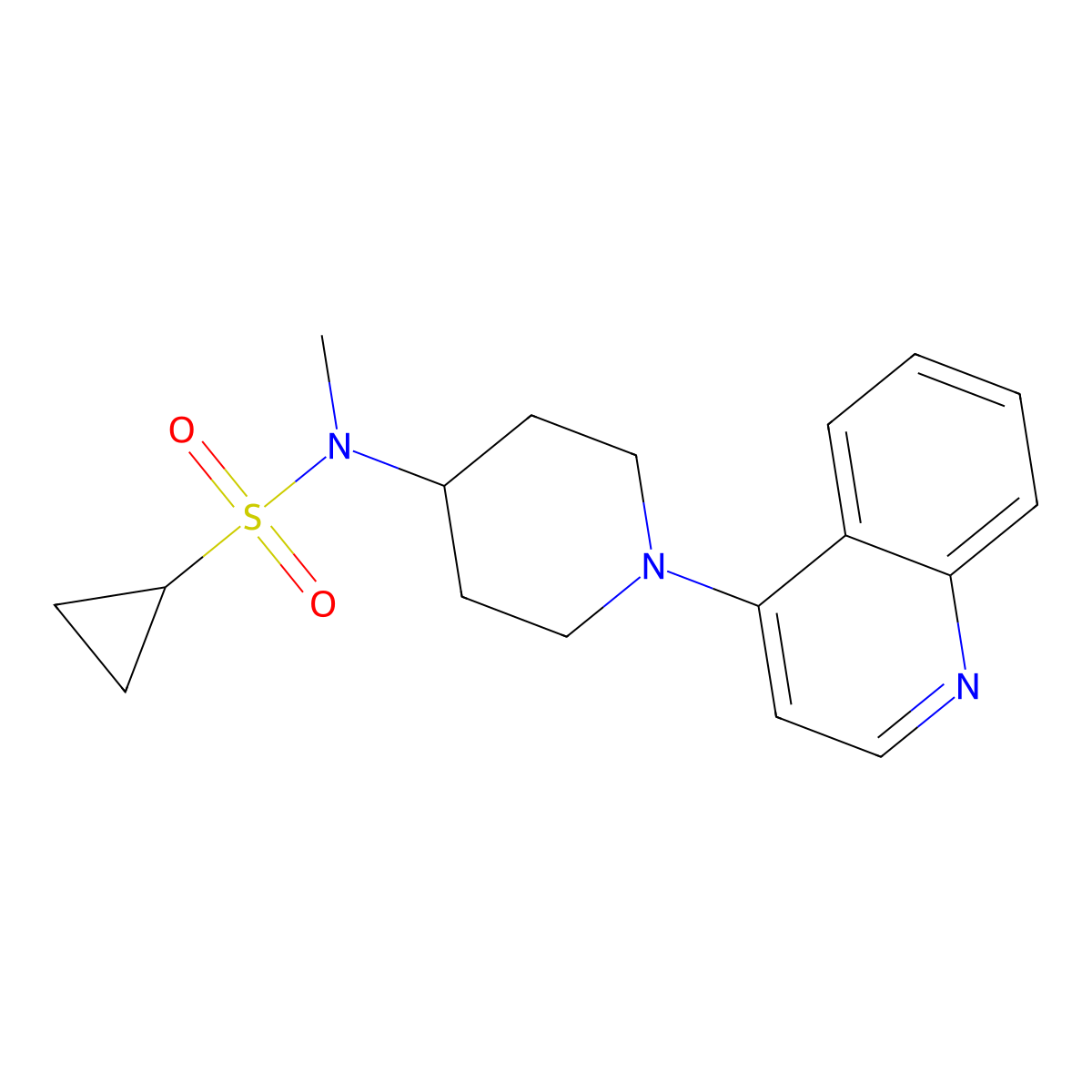 N-methyl-N-[1-(quinolin-4-yl)piperidin-4-yl]cyclopropanesulfonamide molecular structure, CAS 2741920-07-8