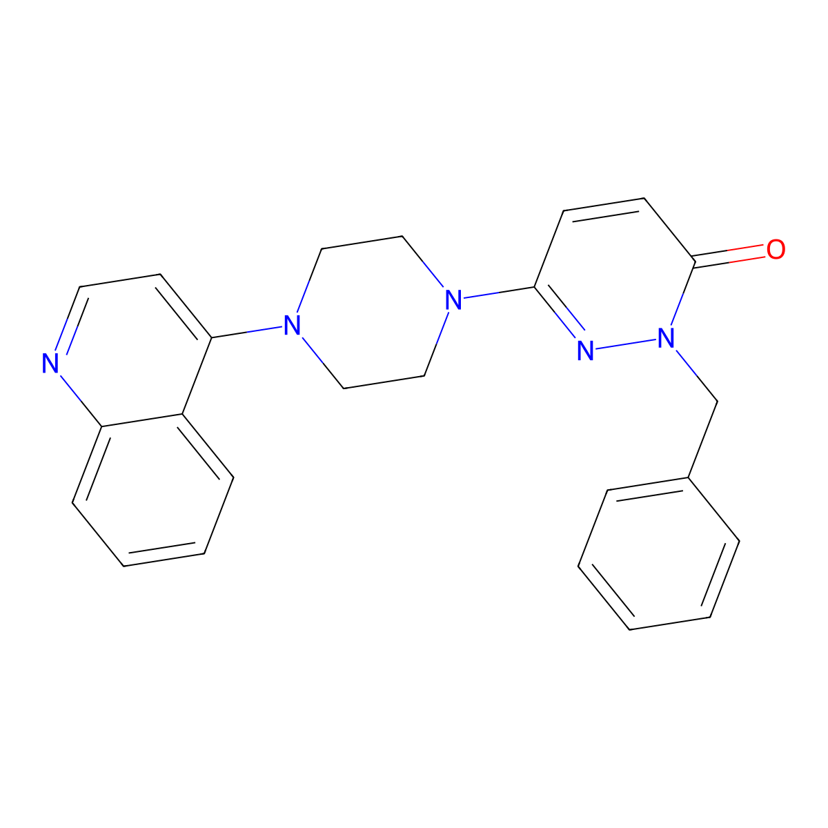 2-Benzyl-6-[4-(quinolin-4-yl)piperazin-1-yl]-2,3-dihydropyridazin-3-one molecular structure, CAS 2741920-08-9