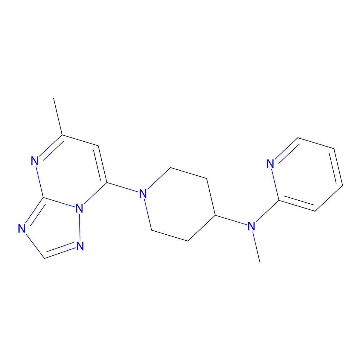 N-methyl-N-(1-{5-methyl-[1,2,4]triazolo[1,5-a]pyrimidin-7-yl}piperidin-4-yl)pyridin-2-amine molecular structure, CAS 2741920-09-0