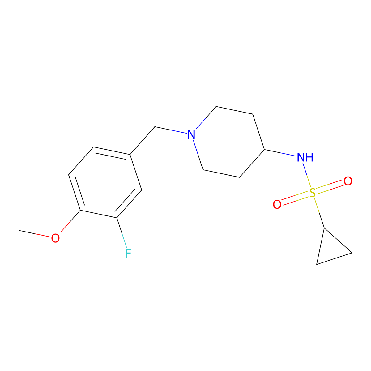 N-{1-[(3-fluoro-4-methoxyphenyl)methyl]piperidin-4-yl}cyclopropanesulfonamide molecular structure, CAS 2741920-10-3