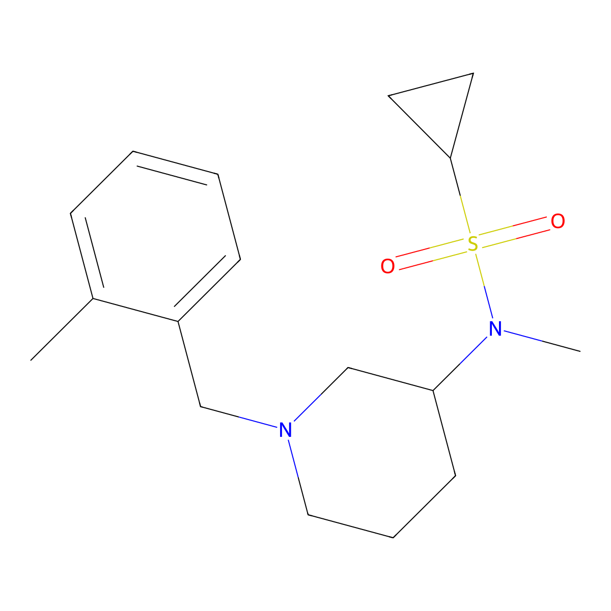 N-methyl-N-{1-[(2-methylphenyl)methyl]piperidin-3-yl}cyclopropanesulfonamide molecular structure, CAS 2741920-12-5