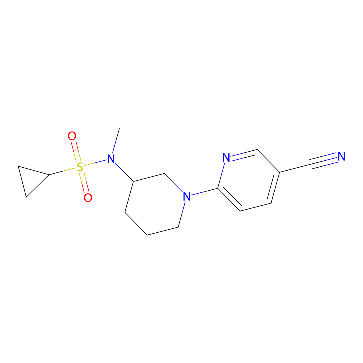 N-[1-(5-cyanopyridin-2-yl)piperidin-3-yl]-N-methylcyclopropanesulfonamide molecular structure, CAS 2741920-14-7