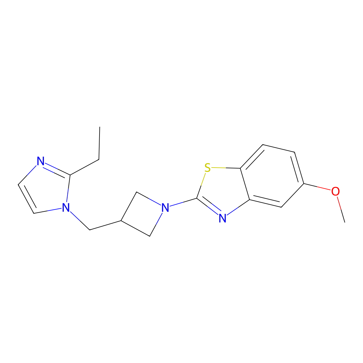 2-{3-[(2-ethyl-1H-imidazol-1-yl)methyl]azetidin-1-yl}-5-methoxy-1,3-benzothiazole molecular structure, CAS 2741920-17-0