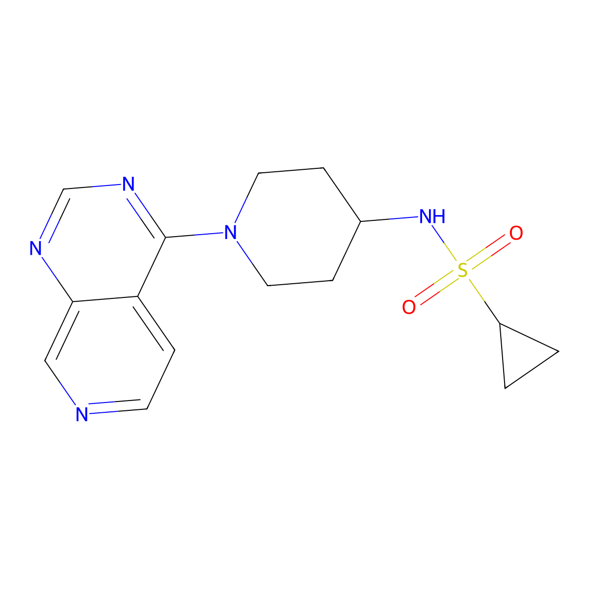 N-(1-{pyrido[3,4-d]pyrimidin-4-yl}piperidin-4-yl)cyclopropanesulfonamide molecular structure, CAS 2741920-18-1