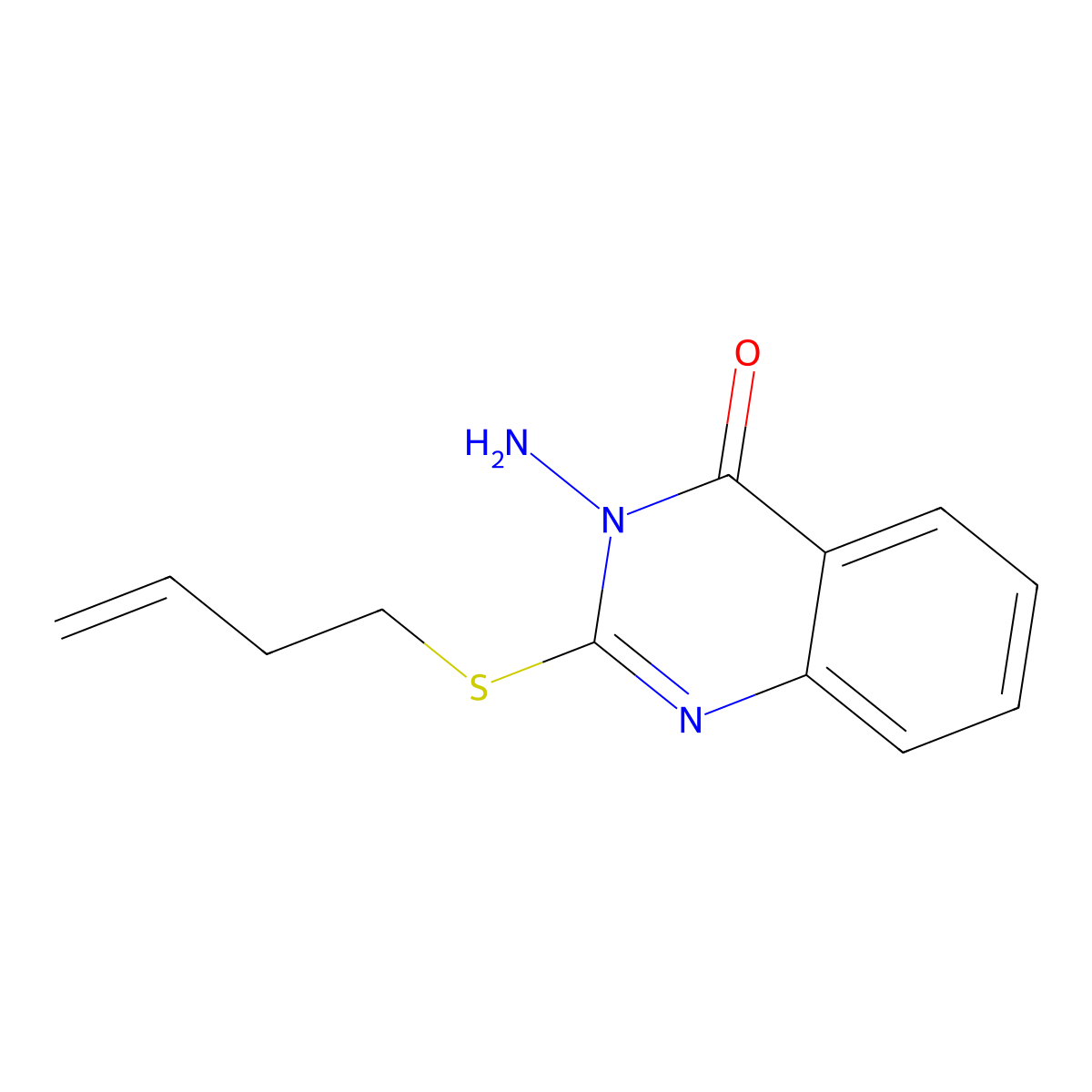 3-Amino-2-(but-3-en-1-ylsulfanyl)-3,4-dihydroquinazolin-4-one molecular structure, CAS 2741920-19-2