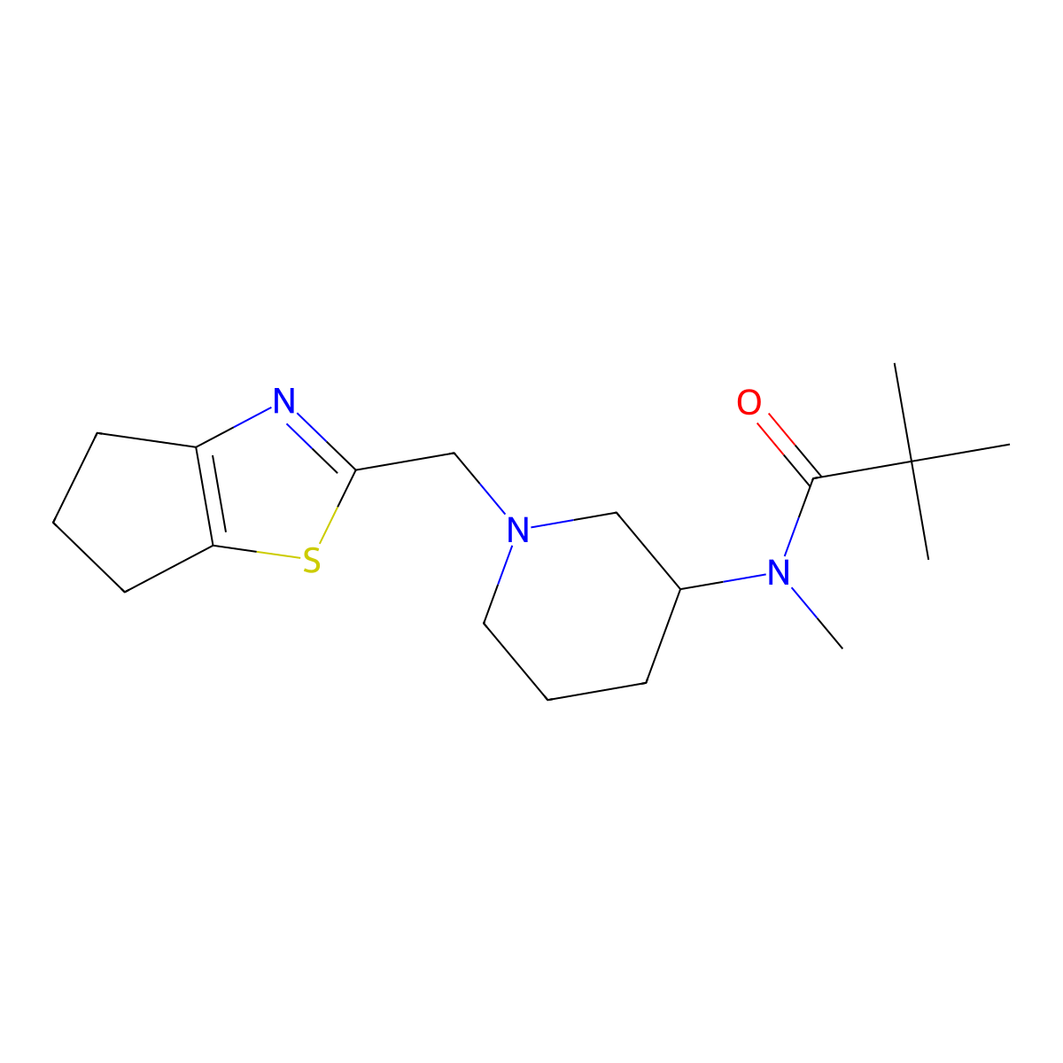N-[1-({4H,5H,6H-cyclopenta[d][1,3]thiazol-2-yl}methyl)piperidin-3-yl]-N,2,2-trimethylpropanamide molecular structure, CAS 2741920-32-9