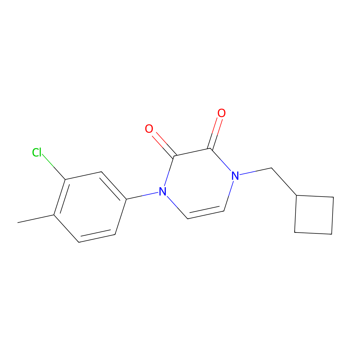 1-(3-Chloro-4-methylphenyl)-4-(cyclobutylmethyl)-1,2,3,4-tetrahydropyrazine-2,3-dione molecular structure, CAS 2741920-39-6