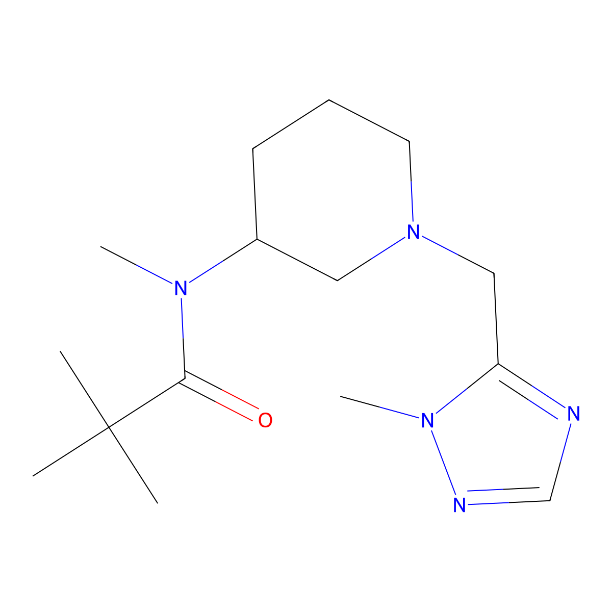 N,2,2-trimethyl-N-{1-[(1-methyl-1H-1,2,4-triazol-5-yl)methyl]piperidin-3-yl}propanamide molecular structure, CAS 2741920-40-9