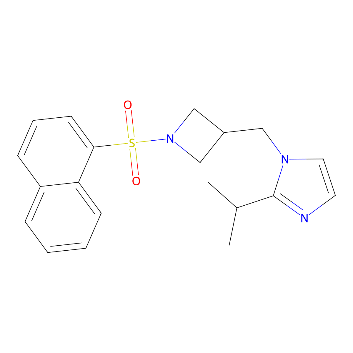 1-{[1-(naphthalene-1-sulfonyl)azetidin-3-yl]methyl}-2-(propan-2-yl)-1H-imidazole molecular structure, CAS 2741920-41-0