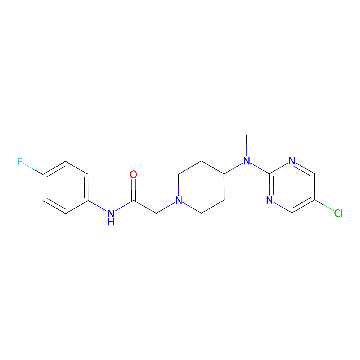 2-{4-[(5-chloropyrimidin-2-yl)(methyl)amino]piperidin-1-yl}-N-(4-fluorophenyl)acetamide molecular structure, CAS 2741920-43-2