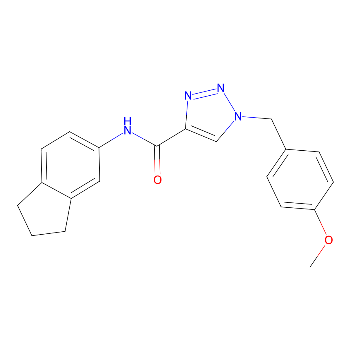 N-(2,3-dihydro-1H-inden-5-yl)-1-[(4-methoxyphenyl)methyl]-1H-1,2,3-triazole-4-carboxamide molecular structure, CAS 2741920-57-8