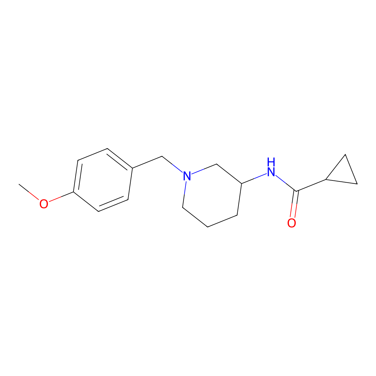 N-{1-[(4-methoxyphenyl)methyl]piperidin-3-yl}cyclopropanecarboxamide molecular structure, CAS 2741920-64-7