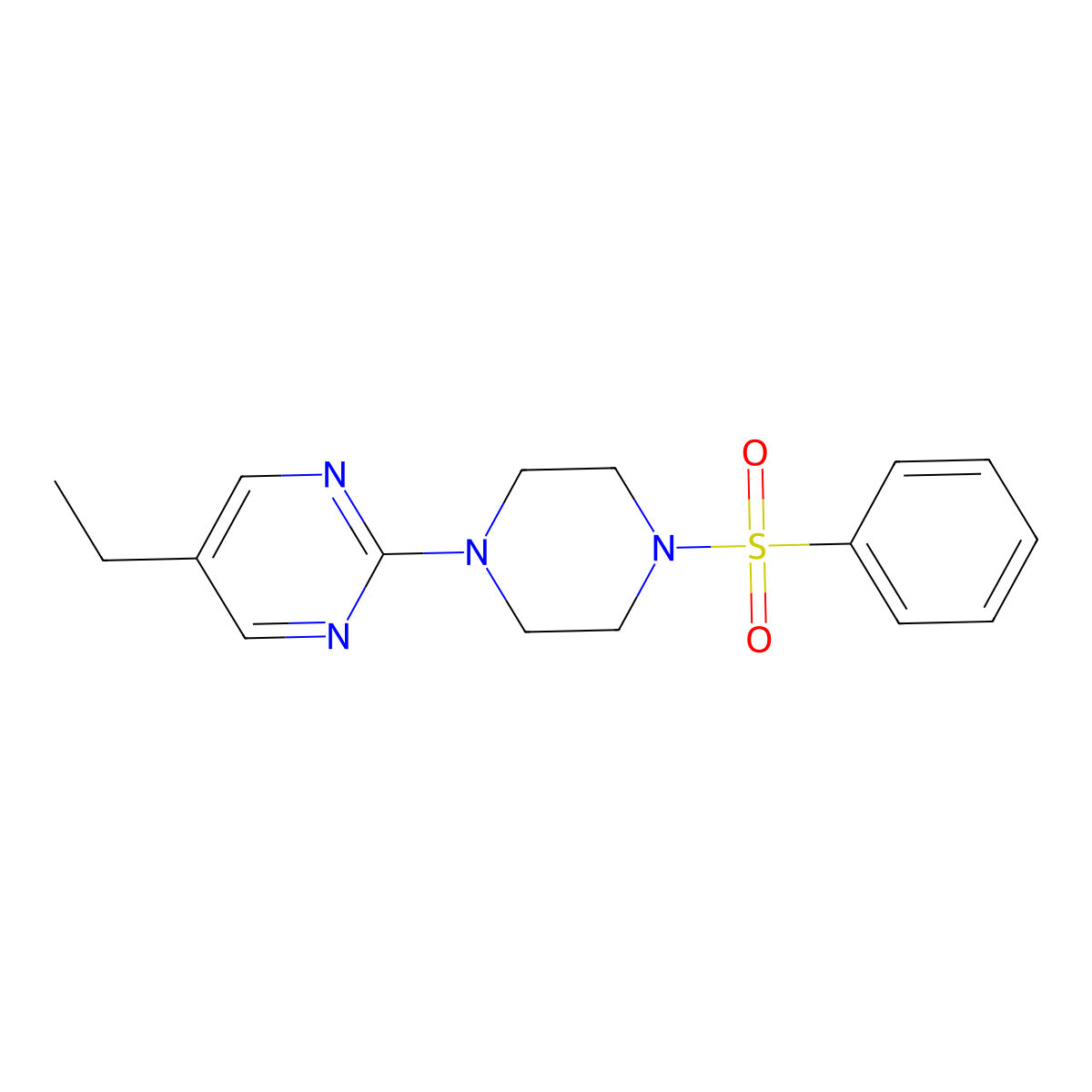 2-[4-(Benzenesulfonyl)piperazin-1-yl]-5-ethylpyrimidine molecular structure, CAS 2741920-65-8
