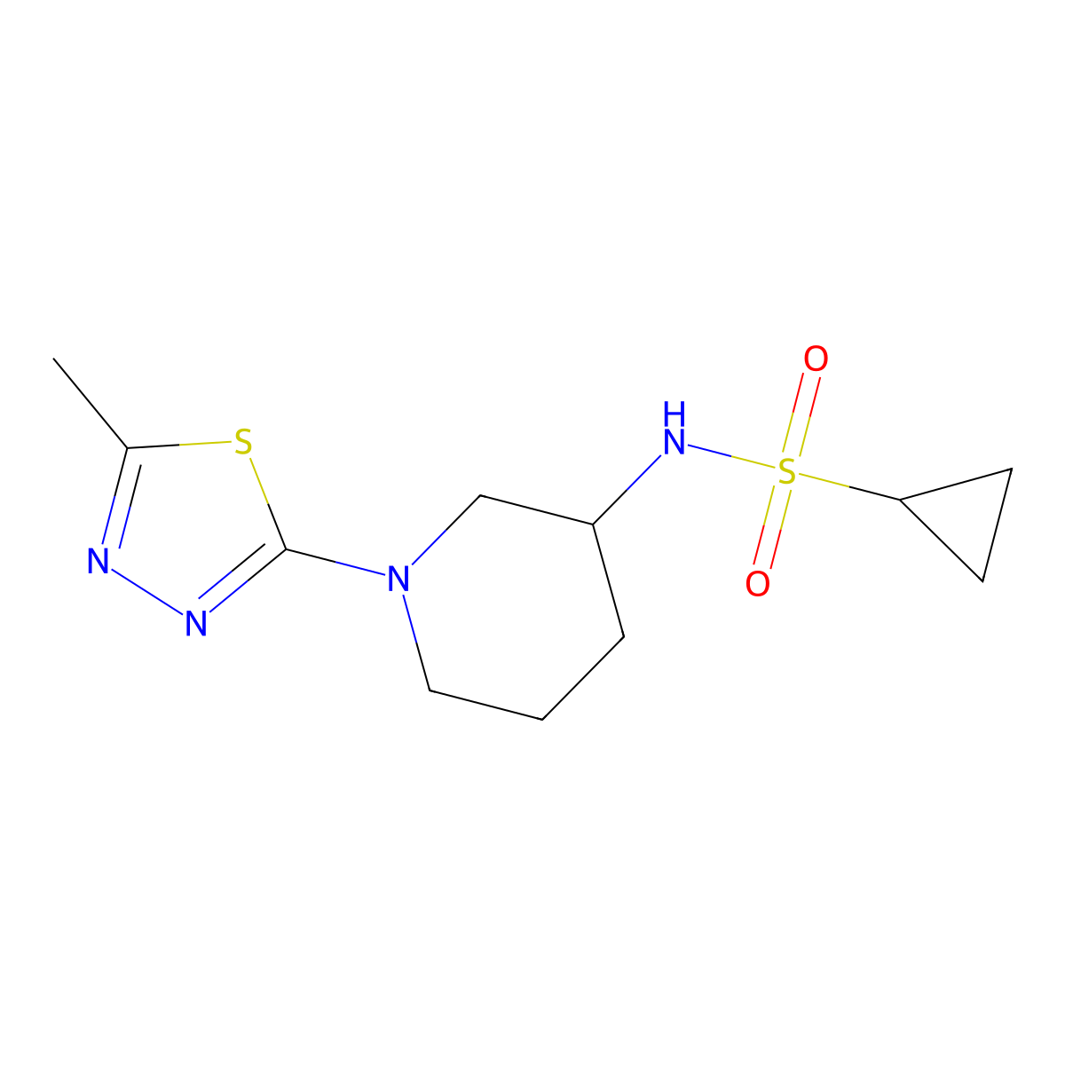 N-[1-(5-methyl-1,3,4-thiadiazol-2-yl)piperidin-3-yl]cyclopropanesulfonamide molecular structure, CAS 2741920-66-9