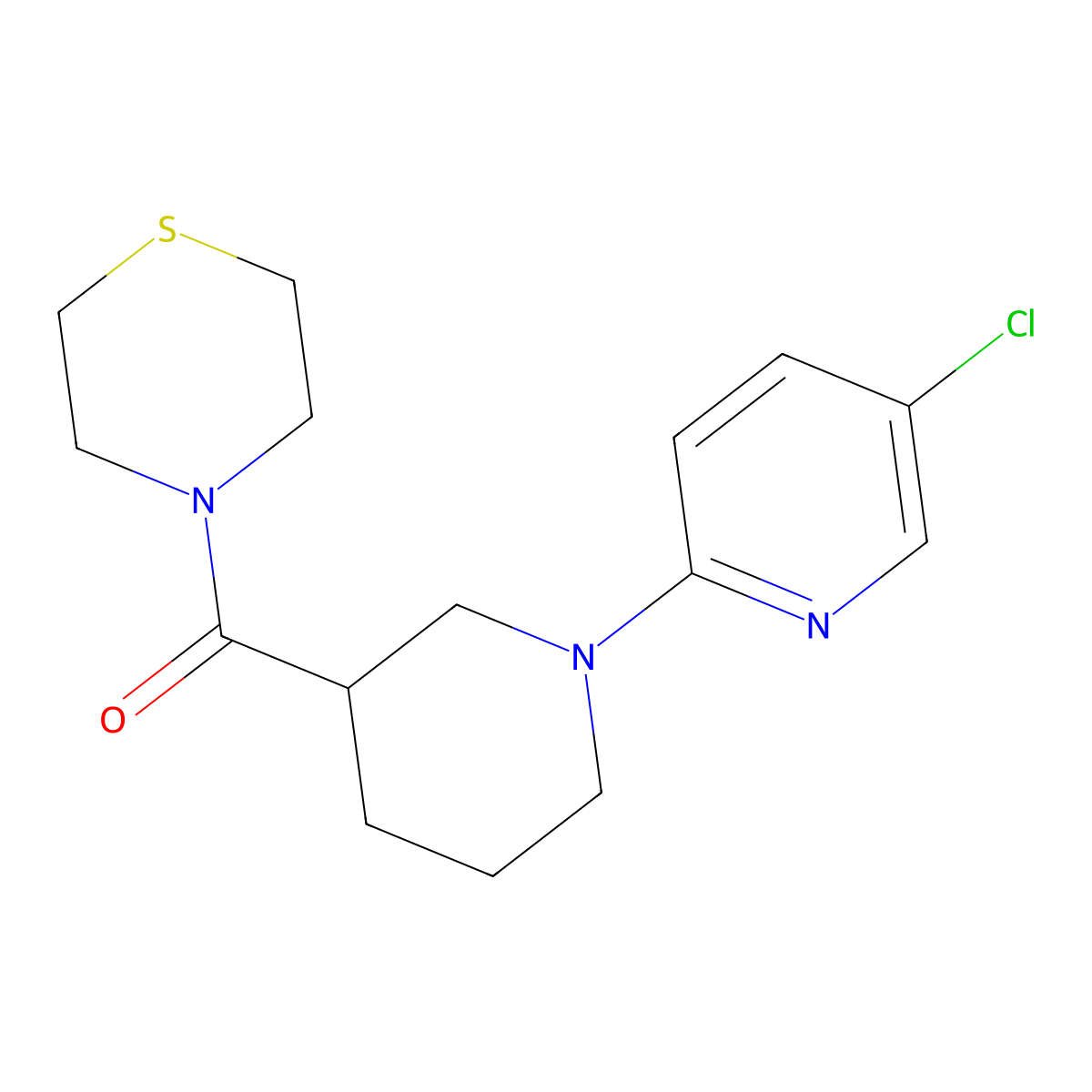 4-[1-(5-Chloropyridin-2-yl)piperidine-3-carbonyl]thiomorpholine molecular structure, CAS 2741920-67-0