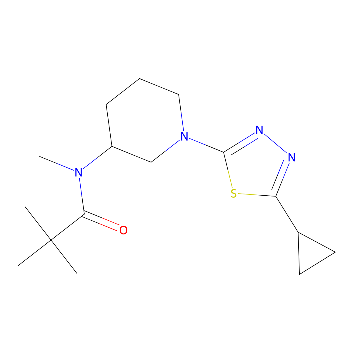N-[1-(5-cyclopropyl-1,3,4-thiadiazol-2-yl)piperidin-3-yl]-N,2,2-trimethylpropanamide molecular structure, CAS 2741920-73-8