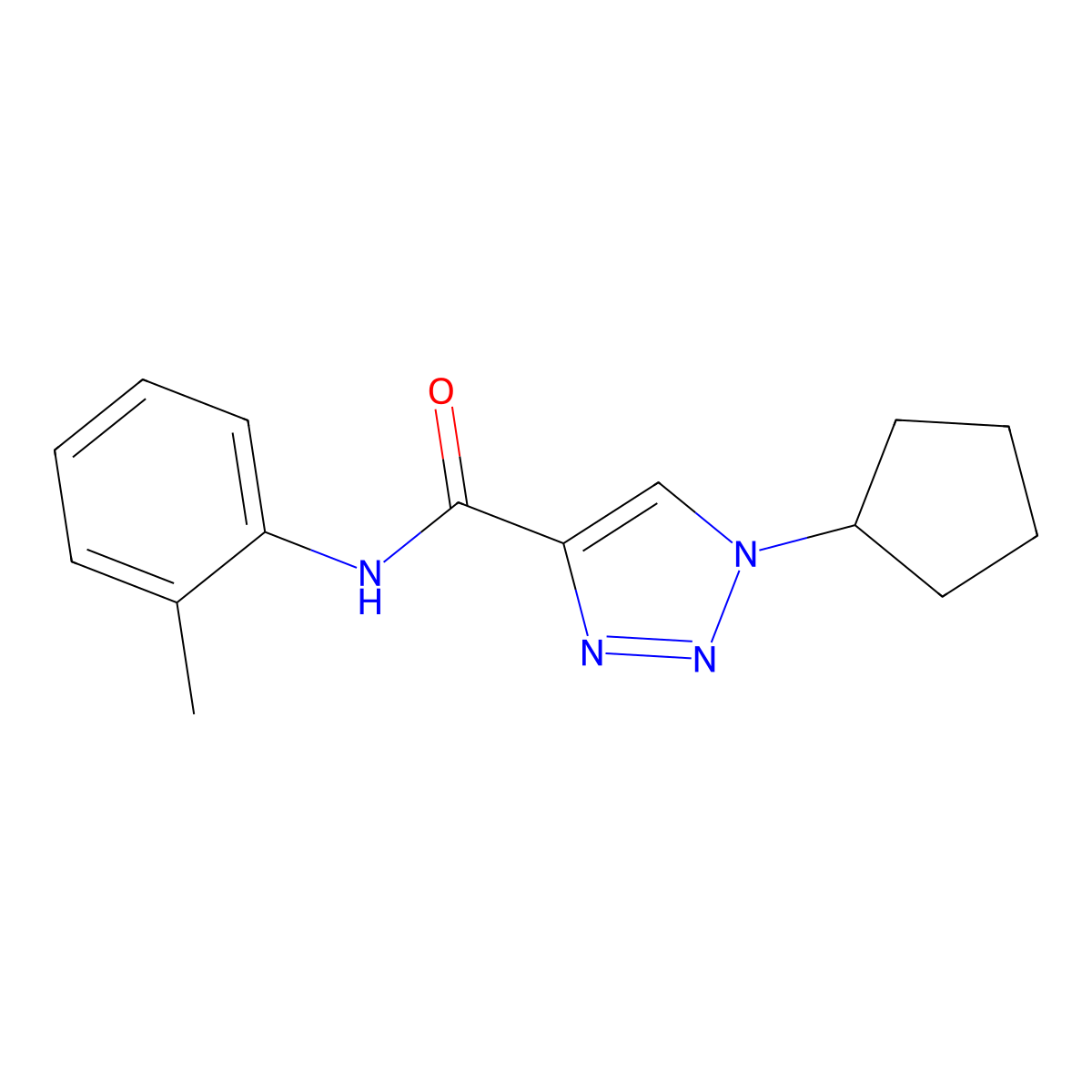 1-cyclopentyl-N-(2-methylphenyl)-1H-1,2,3-triazole-4-carboxamide molecular structure, CAS 2741920-79-4