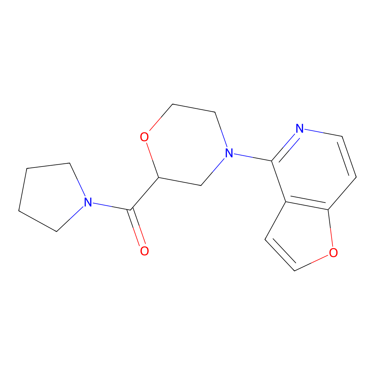 4-{Furo[3,2-c]pyridin-4-yl}-2-(pyrrolidine-1-carbonyl)morpholine molecular structure, CAS 2741920-84-1