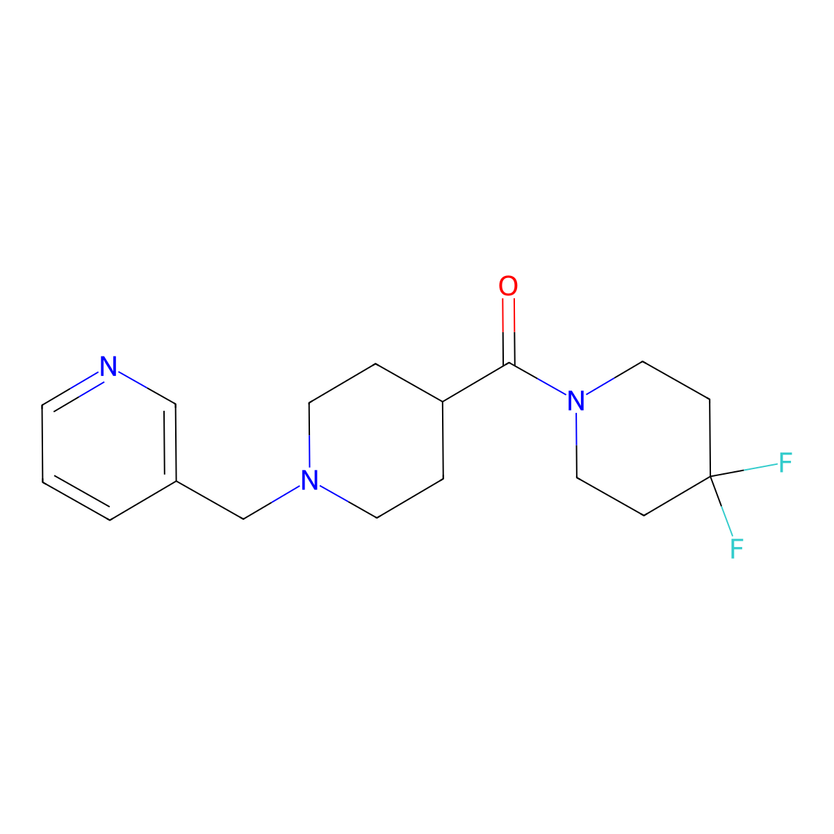 3-{[4-(4,4-Difluoropiperidine-1-carbonyl)piperidin-1-yl]methyl}pyridine molecular structure, CAS 2741920-86-3