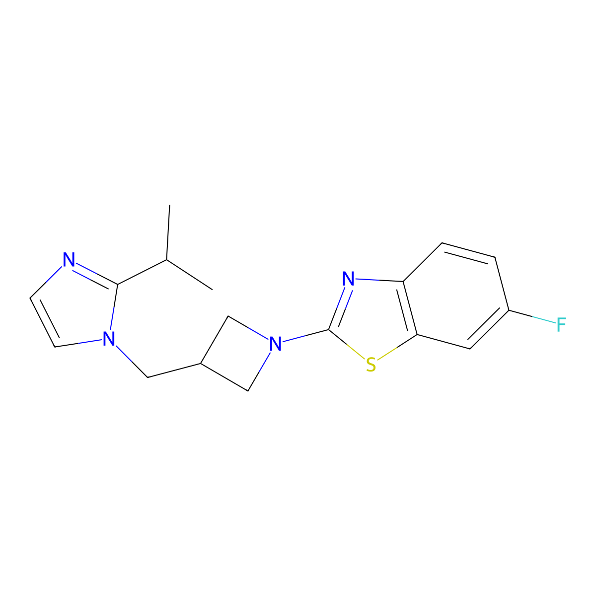 6-fluoro-2-(3-{[2-(propan-2-yl)-1H-imidazol-1-yl]methyl}azetidin-1-yl)-1,3-benzothiazole molecular structure, CAS 2741920-88-5