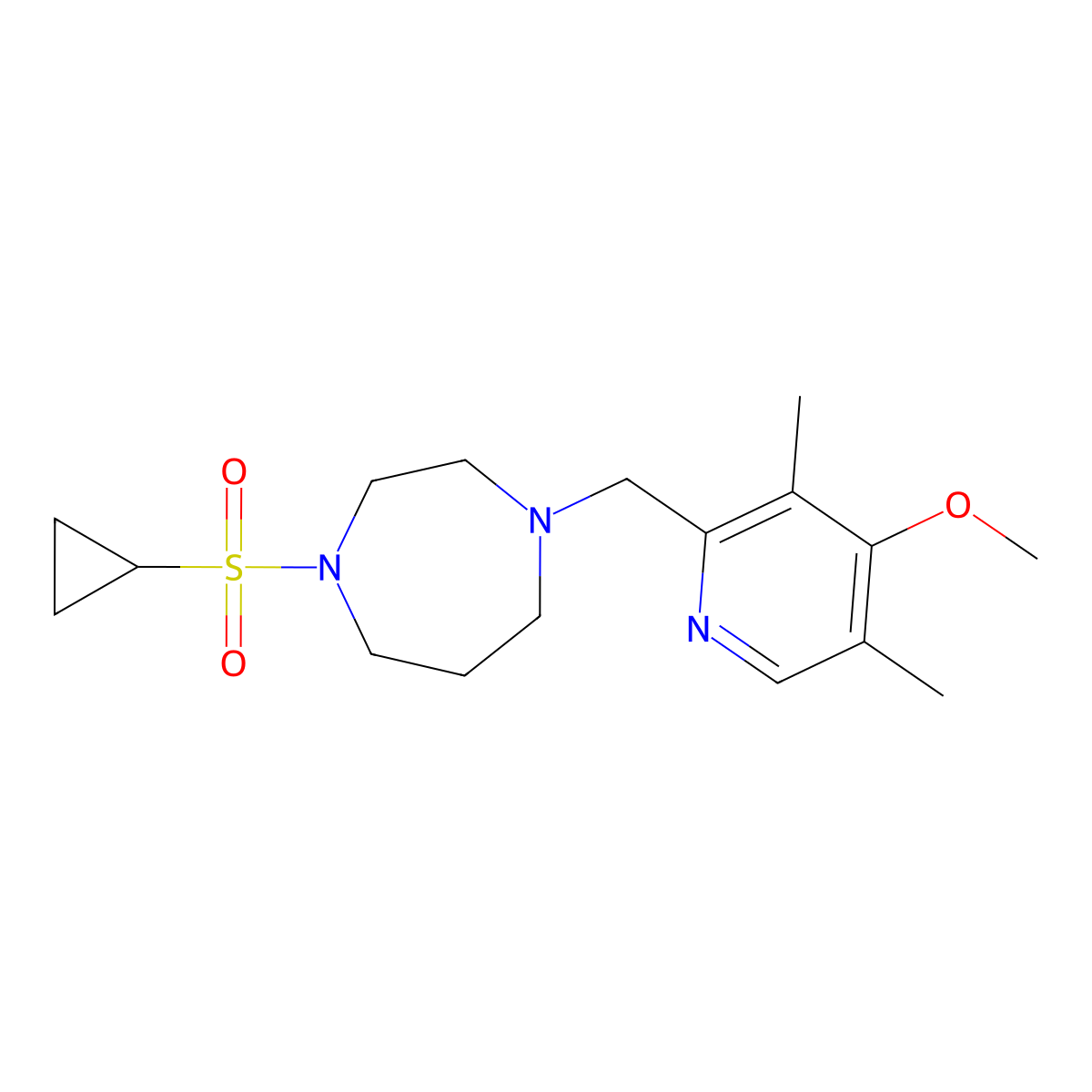 1-(Cyclopropanesulfonyl)-4-[(4-methoxy-3,5-dimethylpyridin-2-yl)methyl]-1,4-diazepane molecular structure, CAS 2741920-93-2