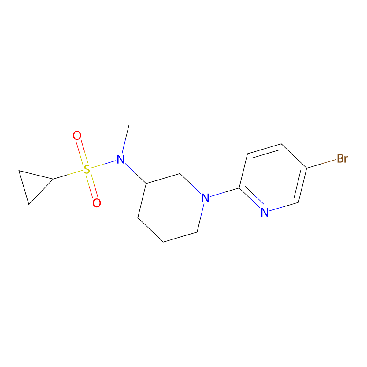 N-[1-(5-bromopyridin-2-yl)piperidin-3-yl]-N-methylcyclopropanesulfonamide molecular structure, CAS 2741920-96-5