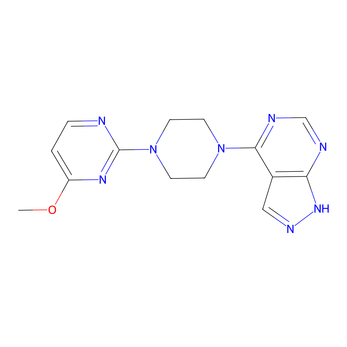 4-methoxy-2-(4-{1H-pyrazolo[3,4-d]pyrimidin-4-yl}piperazin-1-yl)pyrimidine molecular structure, CAS 2741921-01-5