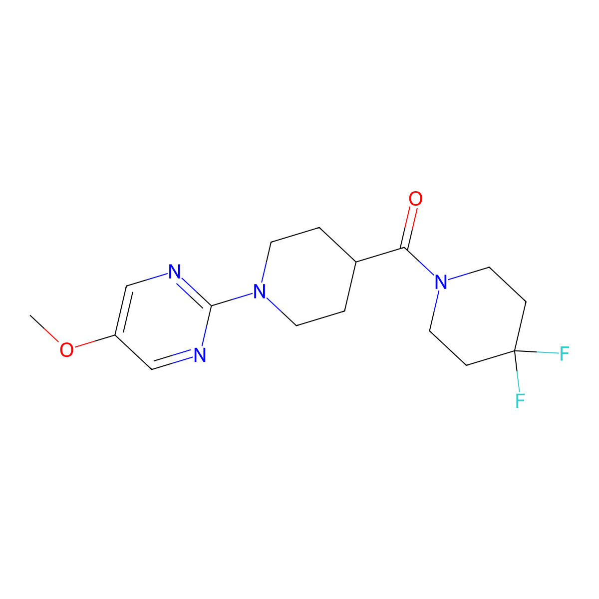 2-[4-(4,4-Difluoropiperidine-1-carbonyl)piperidin-1-yl]-5-methoxypyrimidine molecular structure, CAS 2741921-06-0