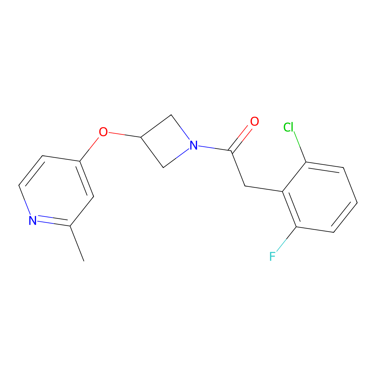 2-(2-Chloro-6-fluorophenyl)-1-{3-[(2-methylpyridin-4-yl)oxy]azetidin-1-yl}ethan-1-one molecular structure, CAS 2741921-07-1
