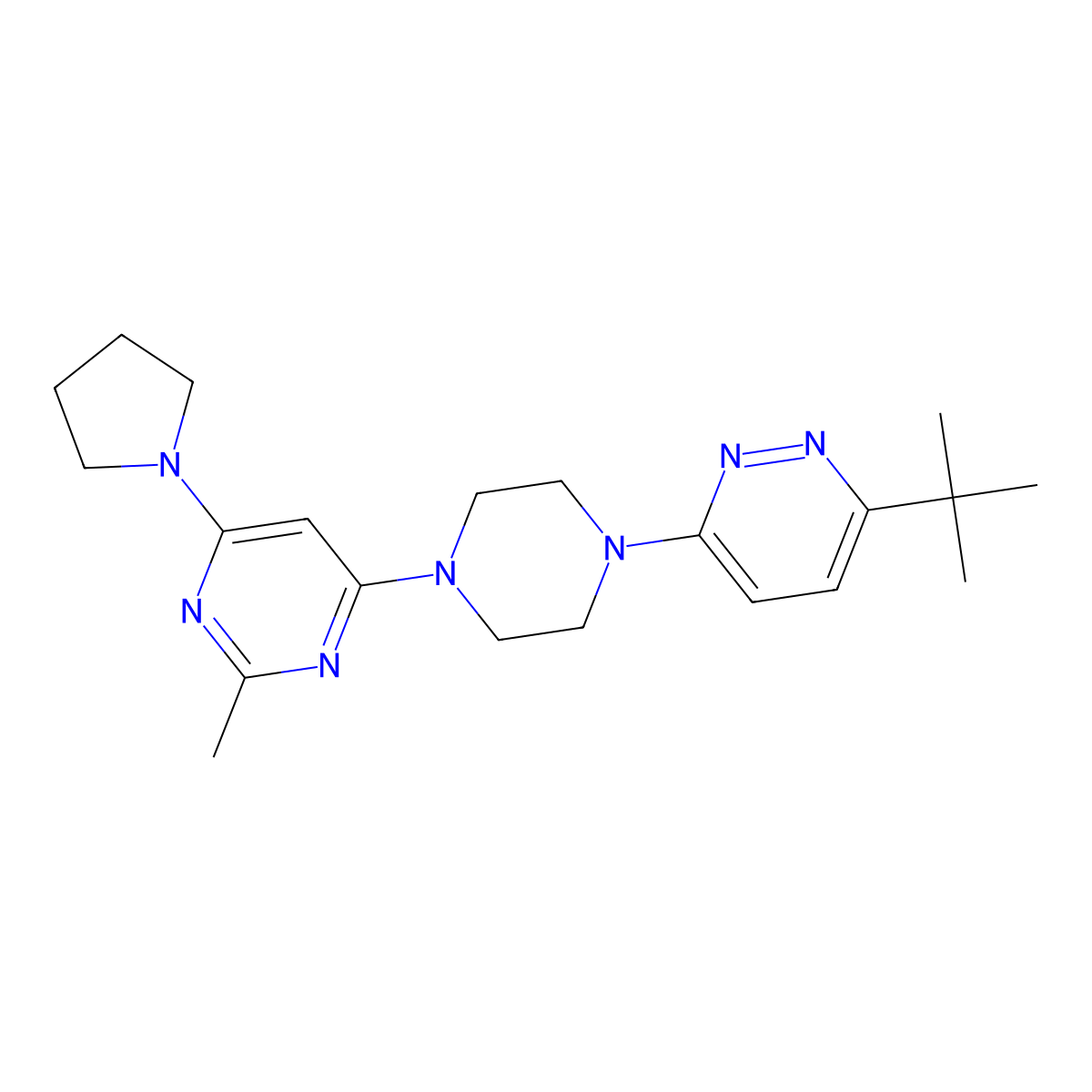 4-[4-(6-Tert-butylpyridazin-3-yl)piperazin-1-yl]-2-methyl-6-(pyrrolidin-1-yl)pyrimidine molecular structure, CAS 2741921-15-1