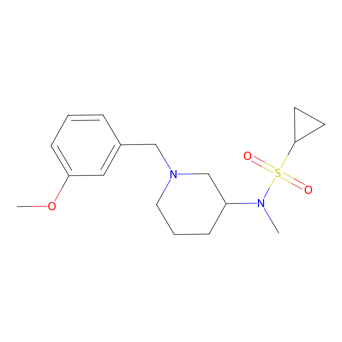 N-{1-[(3-methoxyphenyl)methyl]piperidin-3-yl}-N-methylcyclopropanesulfonamide molecular structure, CAS 2741921-20-8