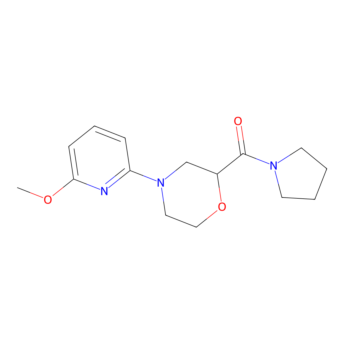 4-(6-Methoxypyridin-2-yl)-2-(pyrrolidine-1-carbonyl)morpholine molecular structure, CAS 2741921-21-9