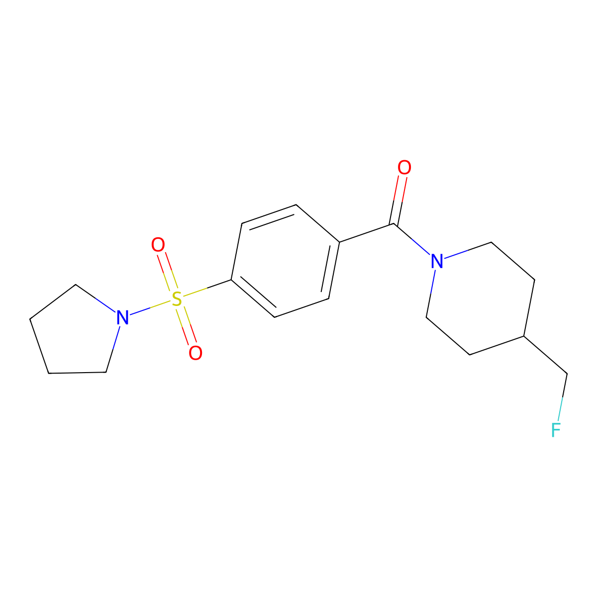 4-(Fluoromethyl)-1-[4-(pyrrolidine-1-sulfonyl)benzoyl]piperidine molecular structure, CAS 2741921-24-2