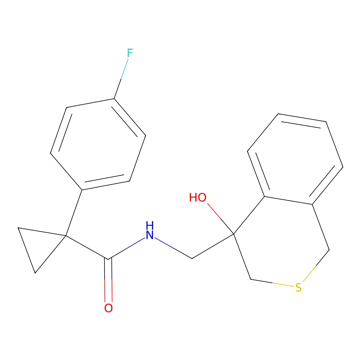 1-(4-fluorophenyl)-N-[(4-hydroxy-3,4-dihydro-1H-2-benzothiopyran-4-yl)methyl]cyclopropane-1-carboxamide molecular structure, CAS 2741921-28-6