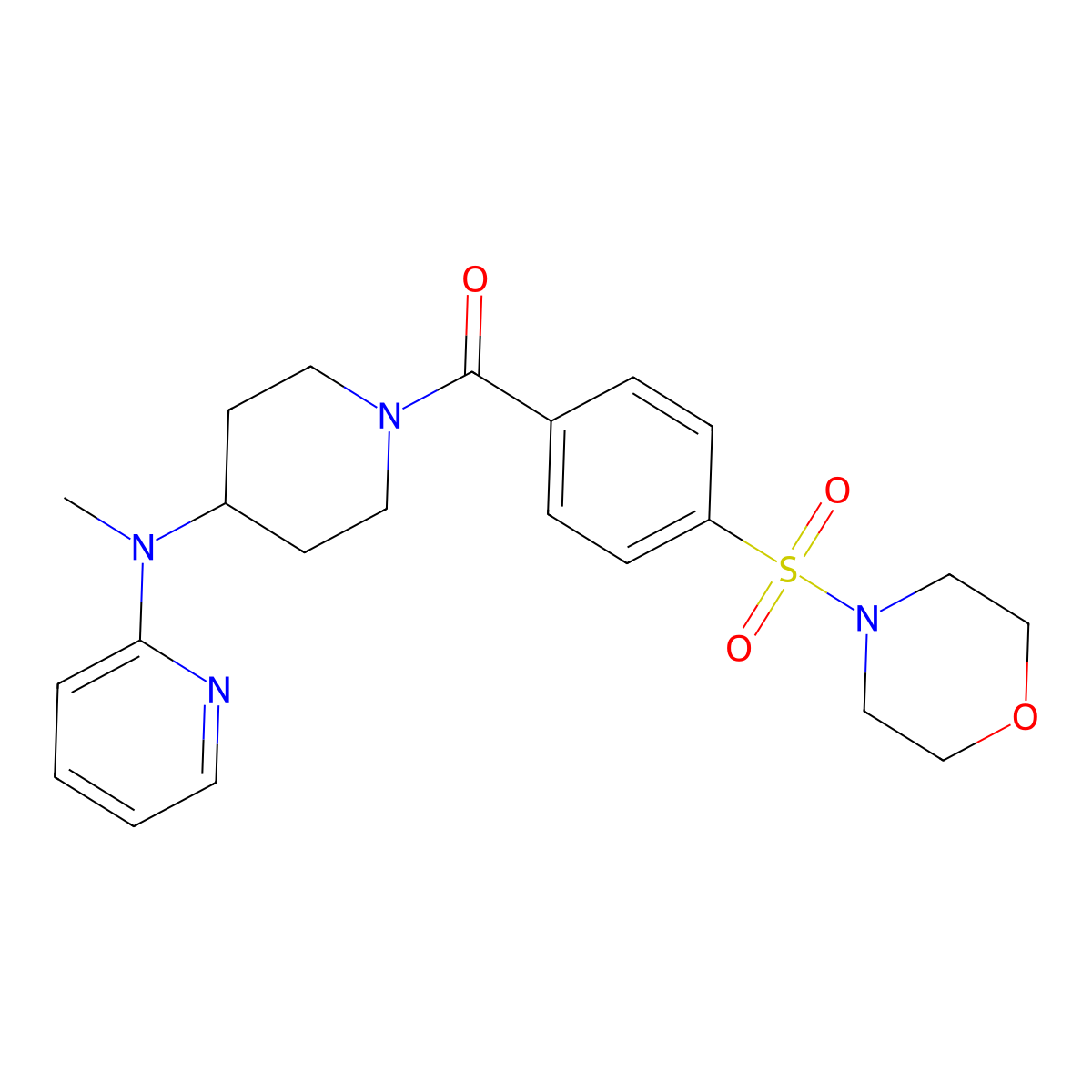 N-methyl-N-{1-[4-(morpholine-4-sulfonyl)benzoyl]piperidin-4-yl}pyridin-2-amine molecular structure, CAS 2741921-30-0