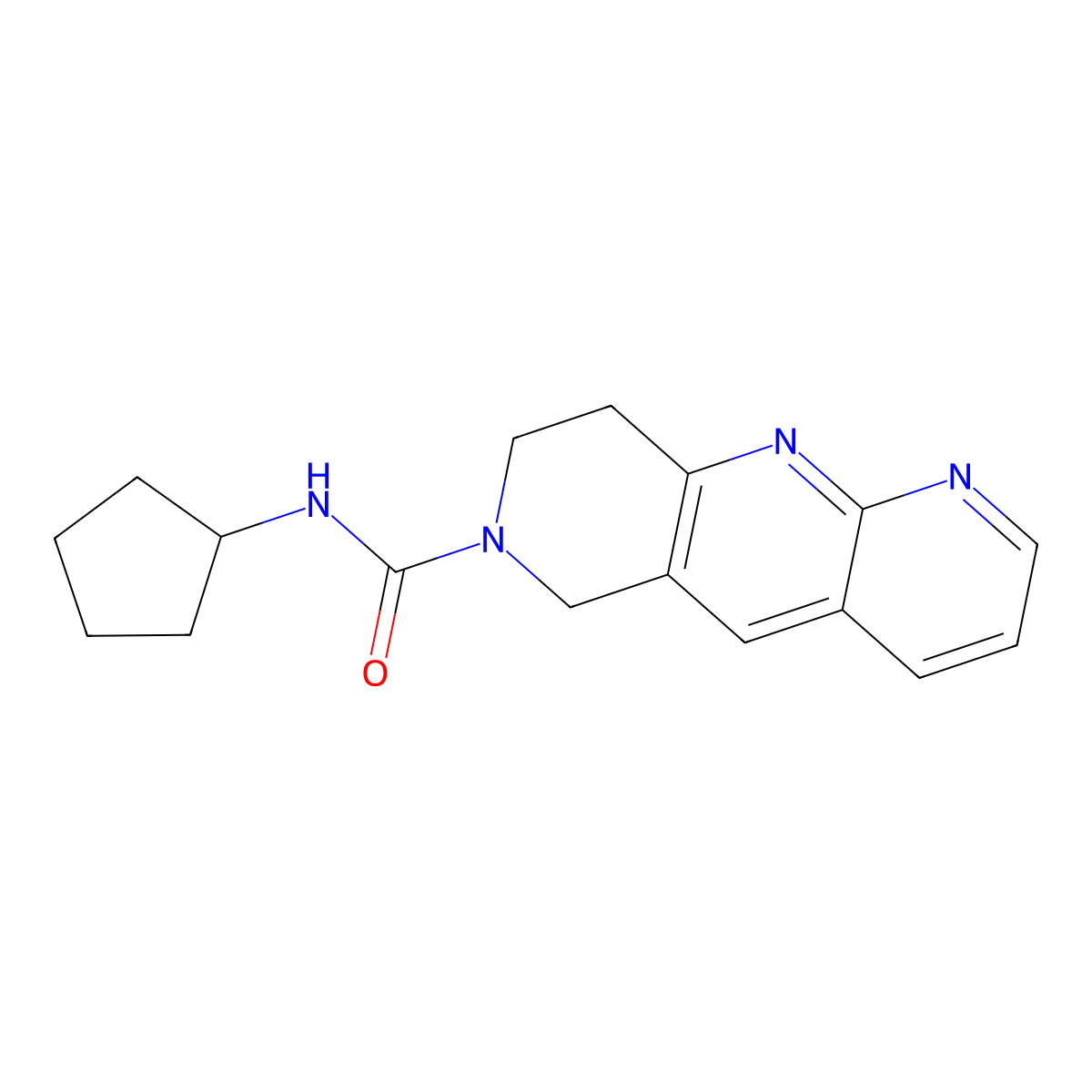 N-cyclopentyl-6H,7H,8H,9H-pyrido[2,3-b]1,6-naphthyridine-7-carboxamide molecular structure, CAS 2741921-31-1