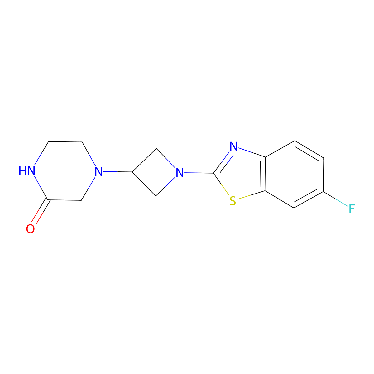 4-[1-(6-Fluoro-1,3-benzothiazol-2-yl)azetidin-3-yl]piperazin-2-one molecular structure, CAS 2741921-32-2