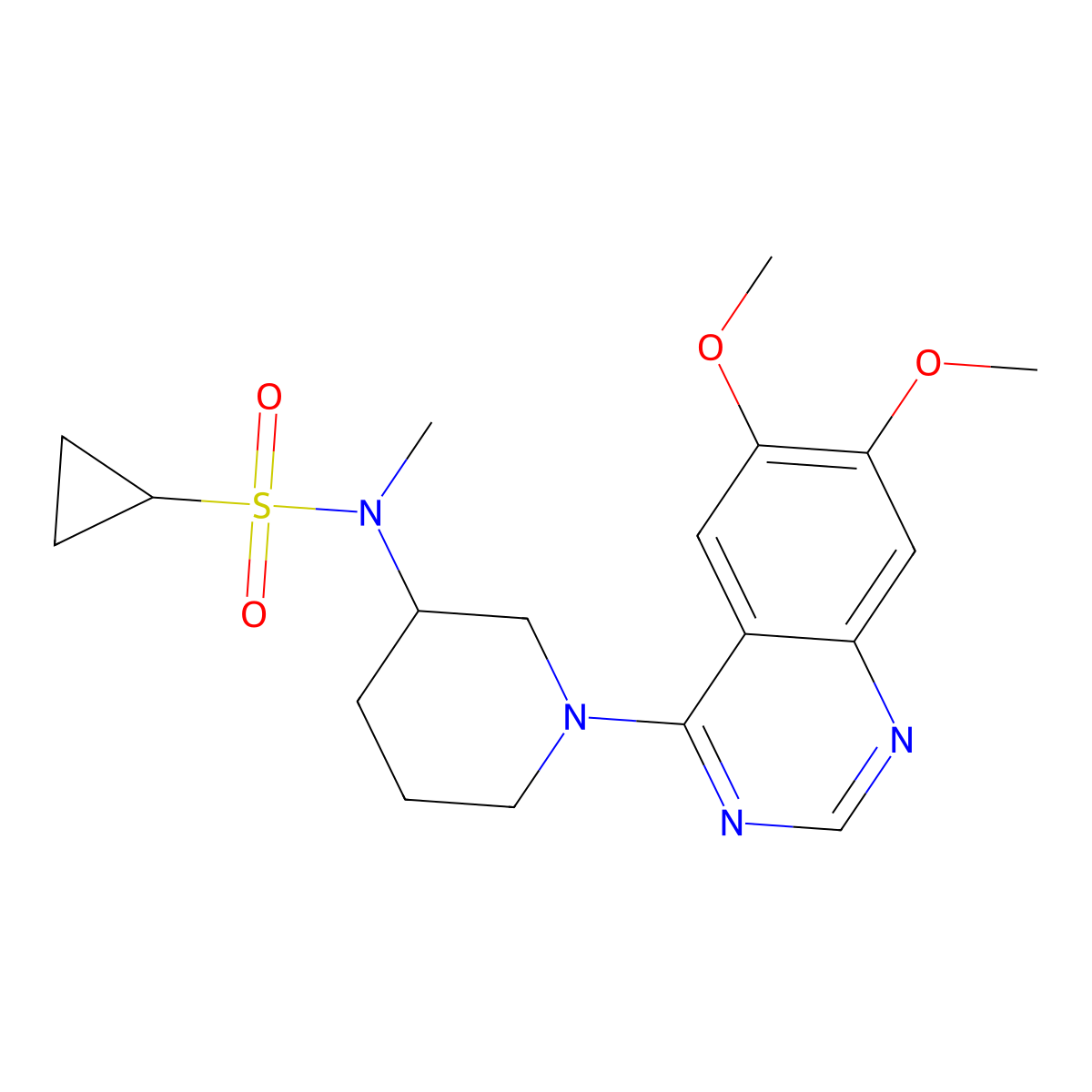N-[1-(6,7-dimethoxyquinazolin-4-yl)piperidin-3-yl]-N-methylcyclopropanesulfonamide molecular structure, CAS 2741921-33-3