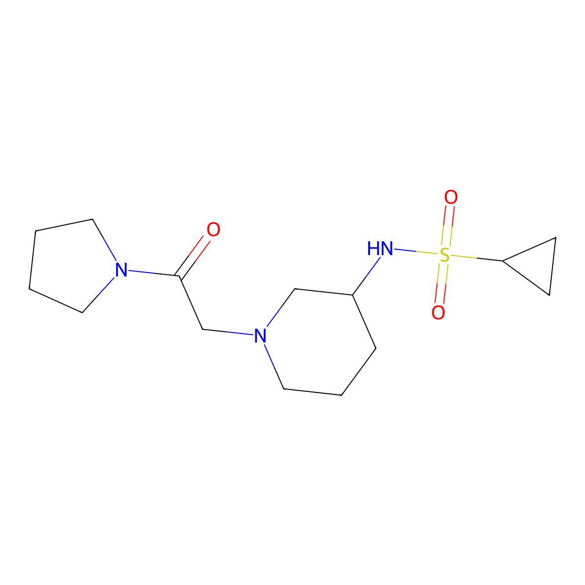 N-{1-[2-oxo-2-(pyrrolidin-1-yl)ethyl]piperidin-3-yl}cyclopropanesulfonamide molecular structure, CAS 2741921-48-0