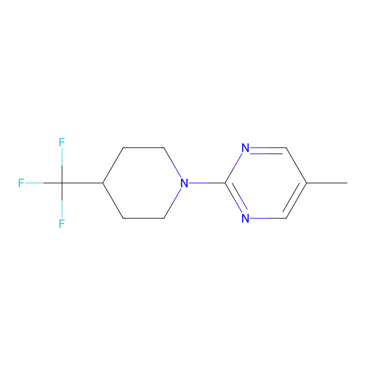 5-Methyl-2-[4-(trifluoromethyl)piperidin-1-yl]pyrimidine molecular structure, CAS 2741921-49-1