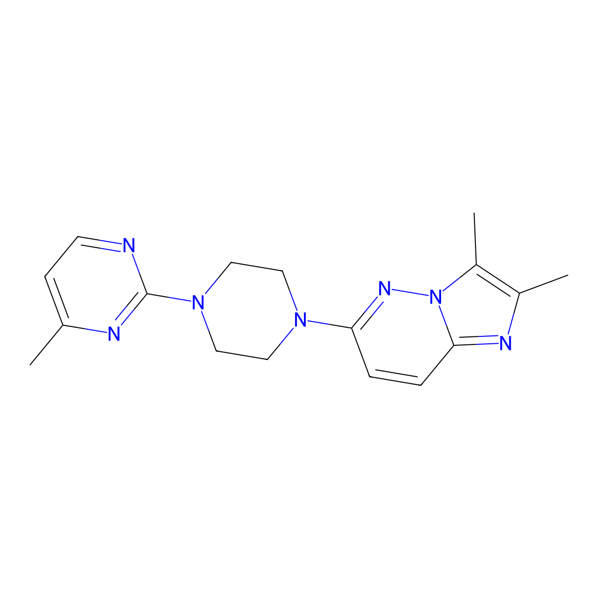 2-(4-{2,3-Dimethylimidazo[1,2-b]pyridazin-6-yl}piperazin-1-yl)-4-methylpyrimidine molecular structure, CAS 2741921-53-7