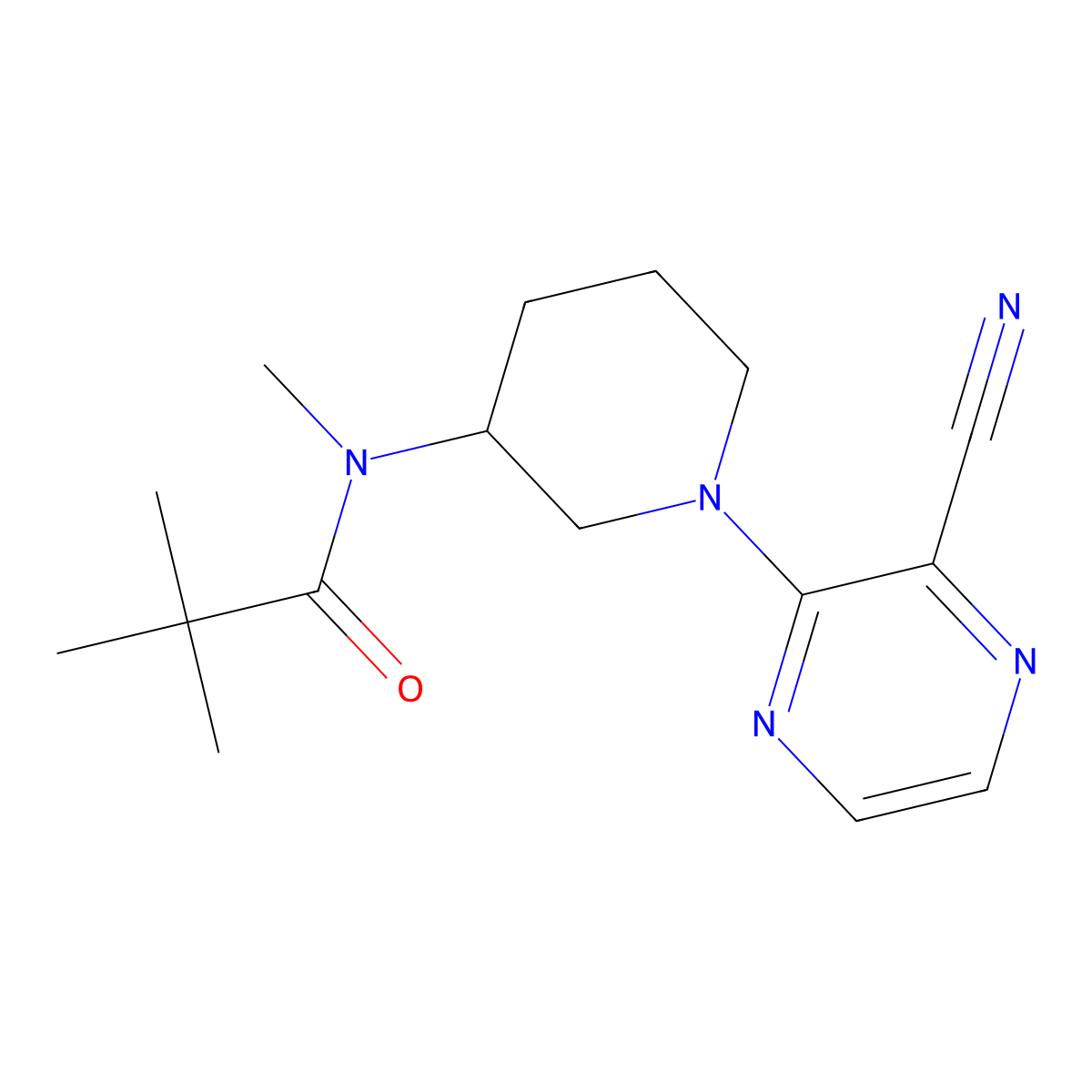 N-[1-(3-cyanopyrazin-2-yl)piperidin-3-yl]-N,2,2-trimethylpropanamide molecular structure, CAS 2741921-55-9